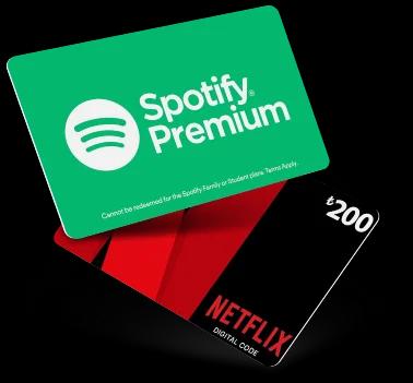 Spotify and Netflix Gift Cards